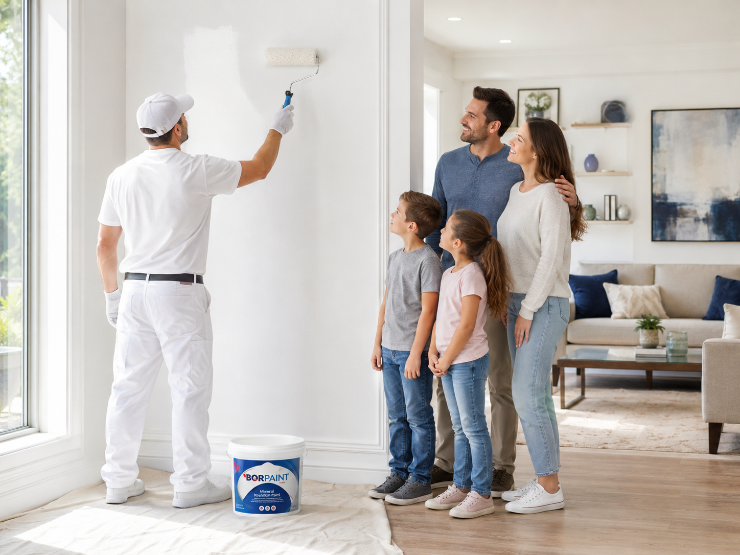 BORPAINT home application with family and painter