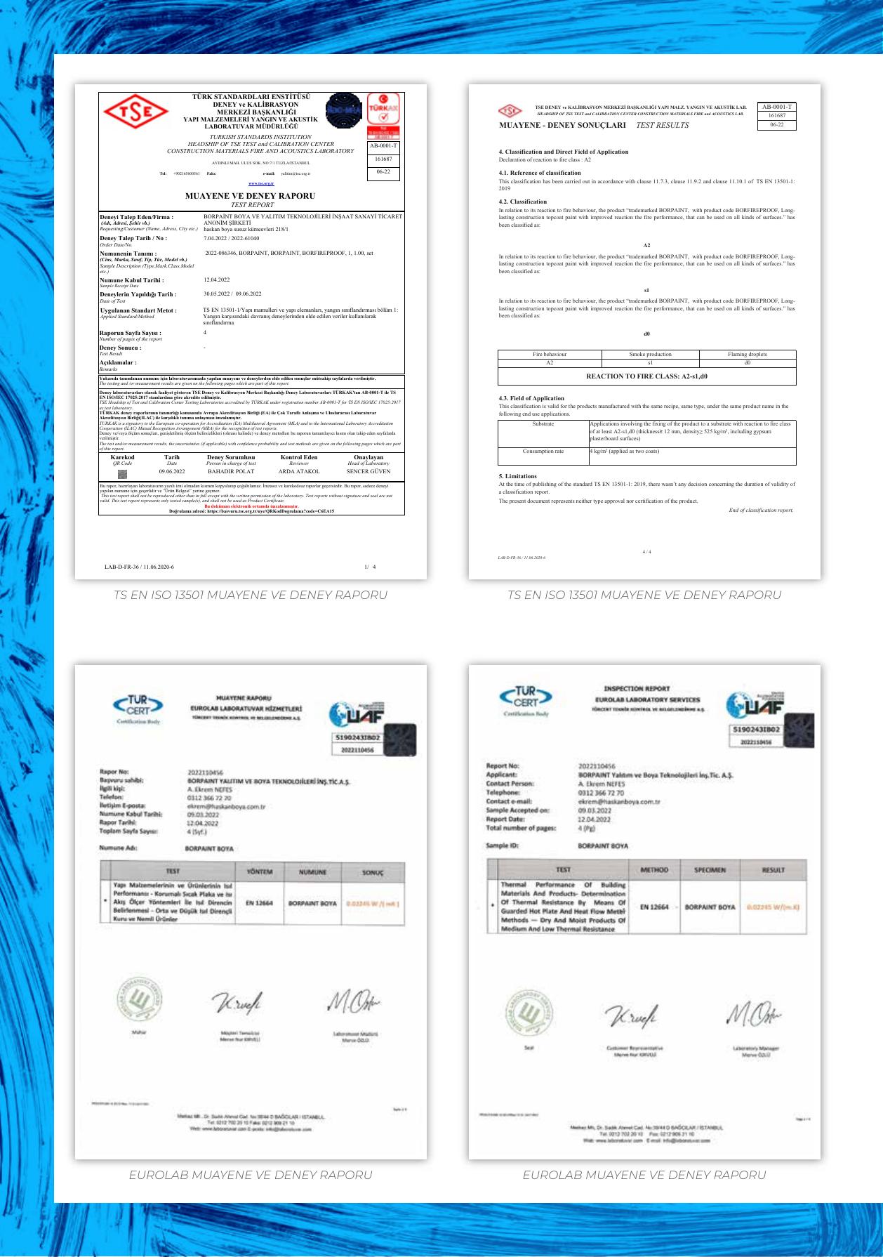 TSE and EUROLAB test report page